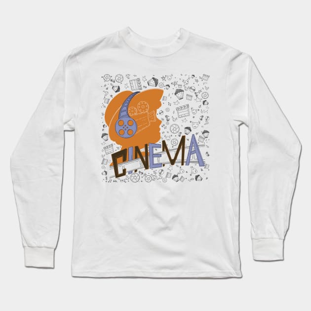 Cinema theme pattern Long Sleeve T-Shirt by Xatutik-Art